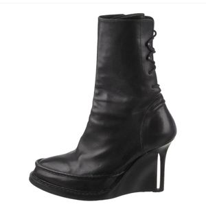 Ann Demeulemeester wedge lace up  leather boots 36.5